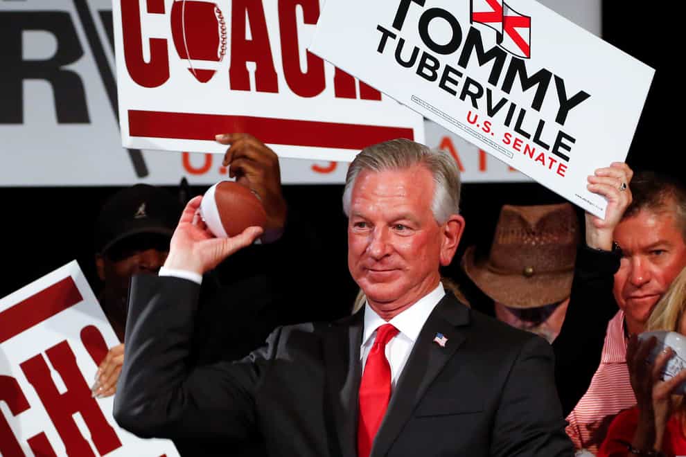 Republican senator-elect Tommy Tuberville celebrates in Alabama