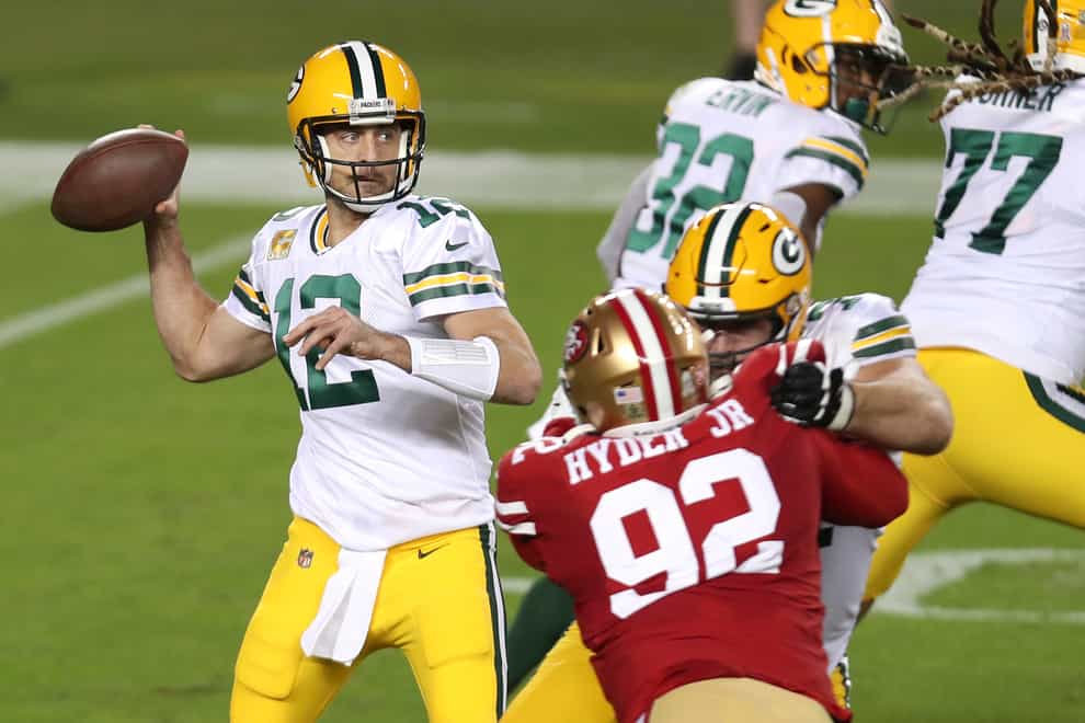 Green Bay Packers quarterback Aaron Rodgers had four touchdowns