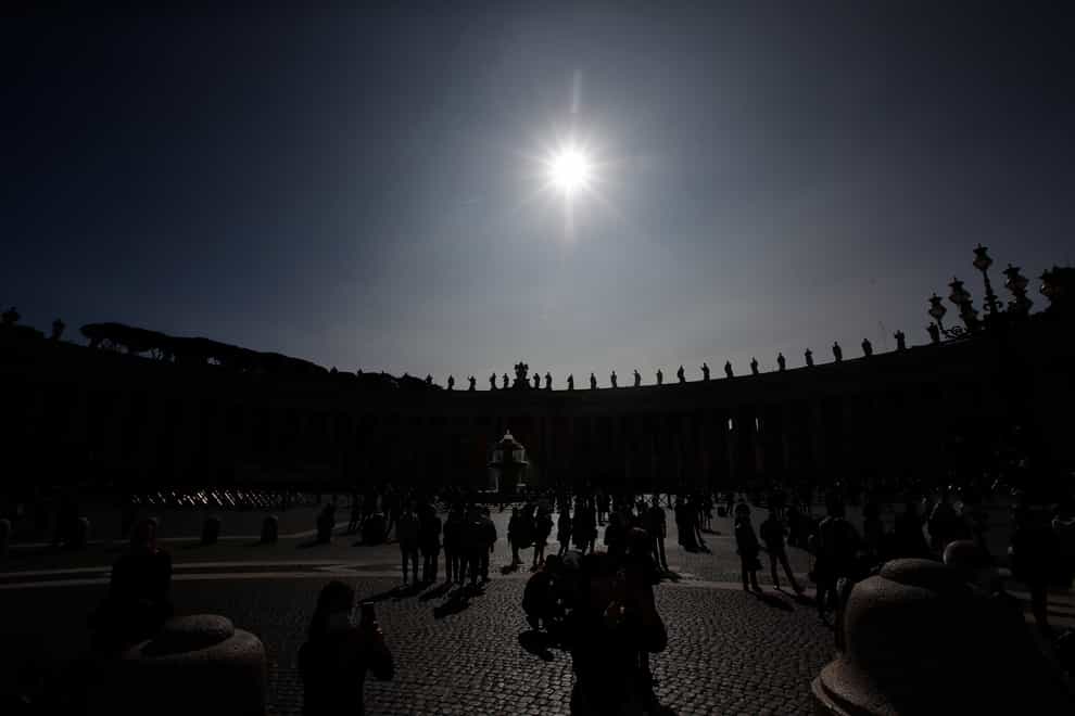 Statues adorn the Bernini Colonnade at the Vatican (Alessandra Tarantino/AP)