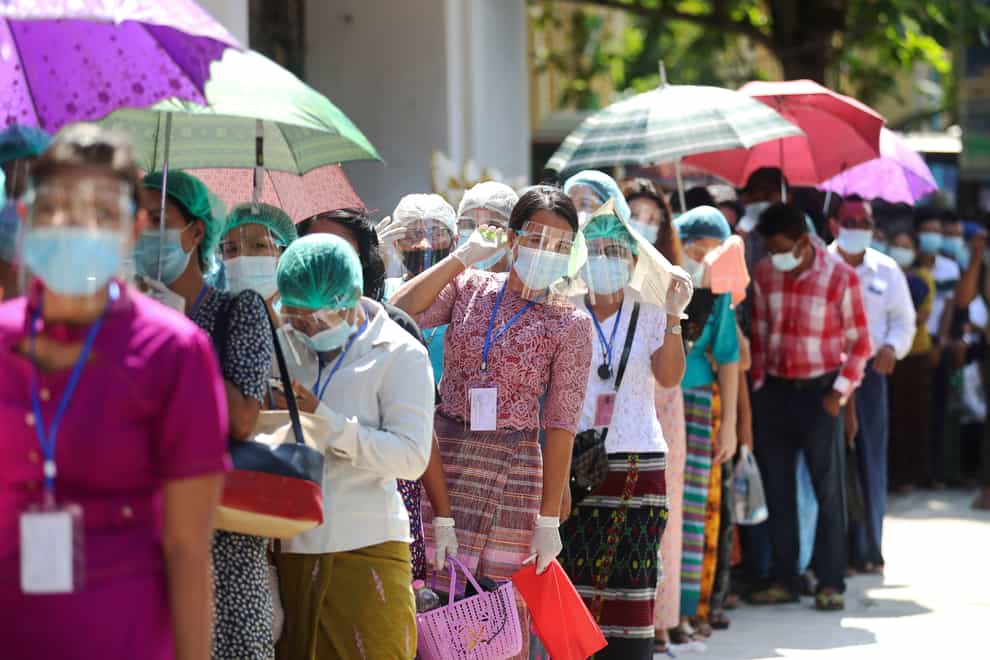 Voters go to the polls in Yangon, Burma