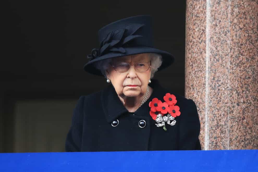The Queen during the Remembrance Sunday service at the Cenotaph
