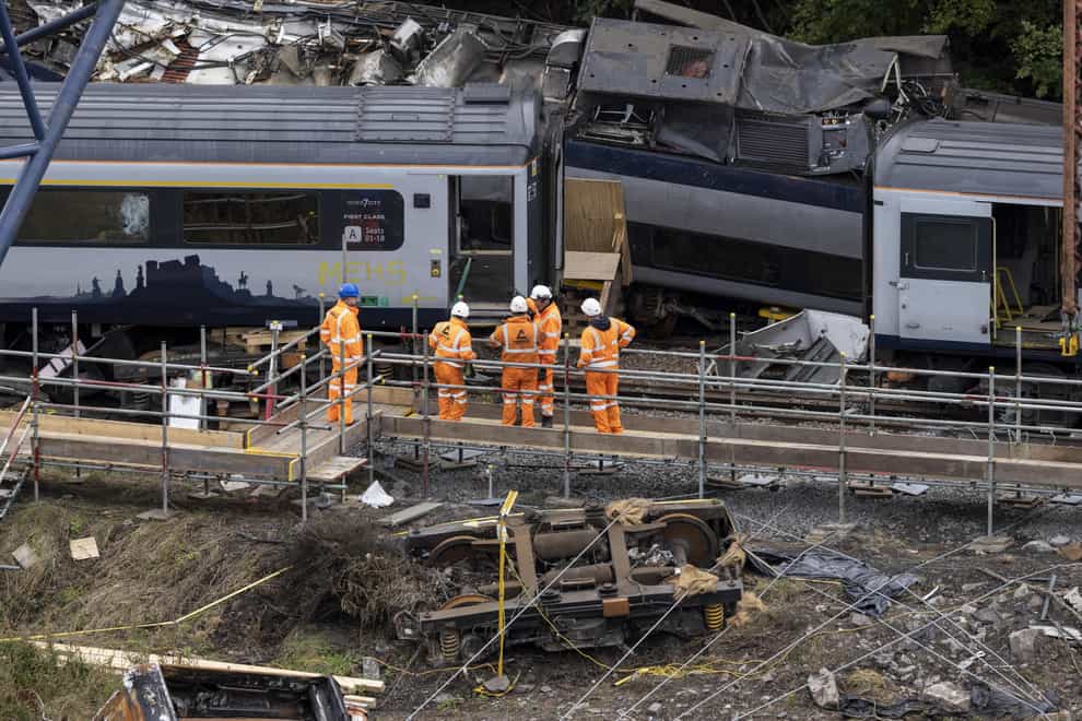 The scene of the Stonehaven rail crash