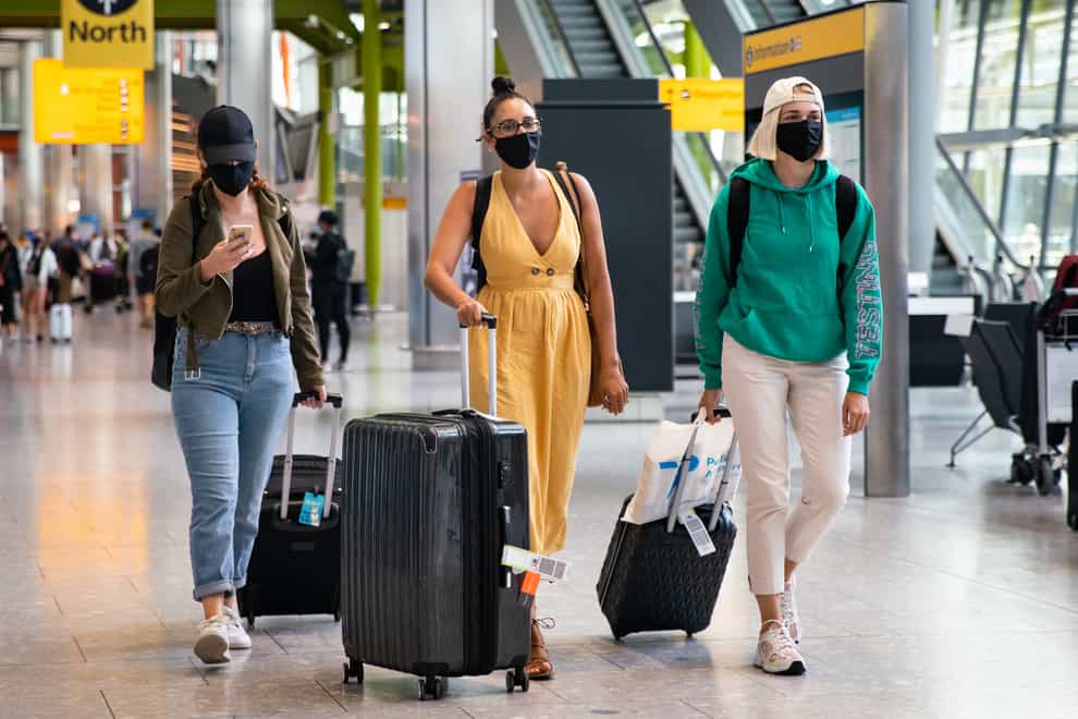 Holidaymakers at an airport