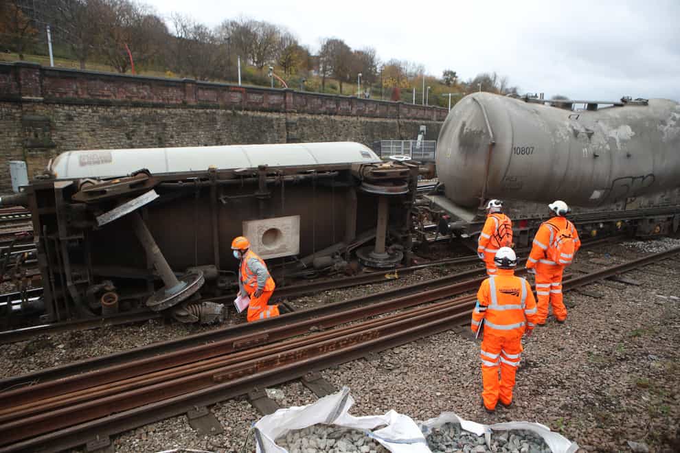 Passenger rail services will be disrupted for several days after a freight train derailed at Sheffield station, Network Rail said (Danny Lawson/PA)