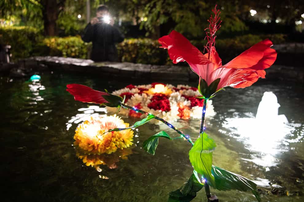 Floating flower display unveiled to mark Diwali