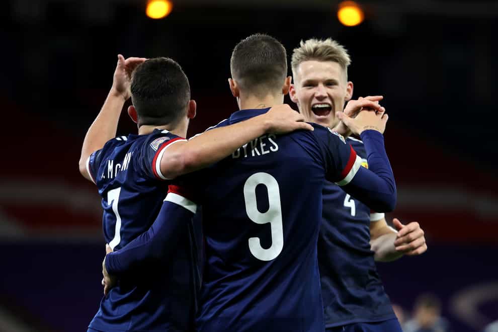 Scott McTominay (right) was overjoyed by Scotland's triumph in Belgrade