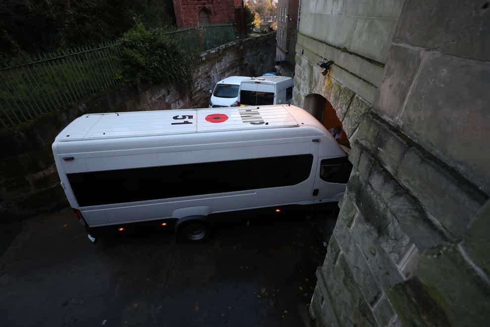 A prison van carrying Lucy Letby arrives at Chester Crown Court (Peter Byrne/PA)