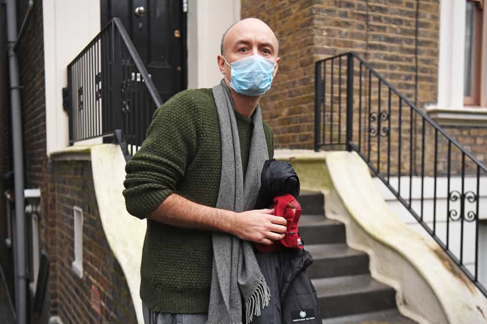 Dominic Cummings outside his north London home on Saturday afternoon