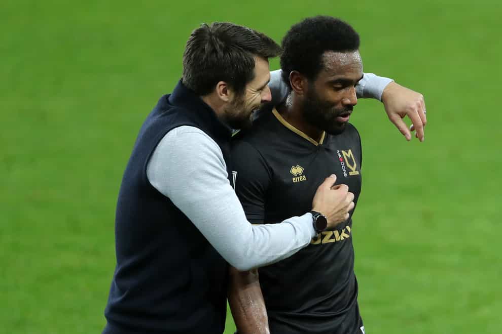 Russell Martin celebrated MK Dons' win at Sunderland with scorer Cameron Jerome