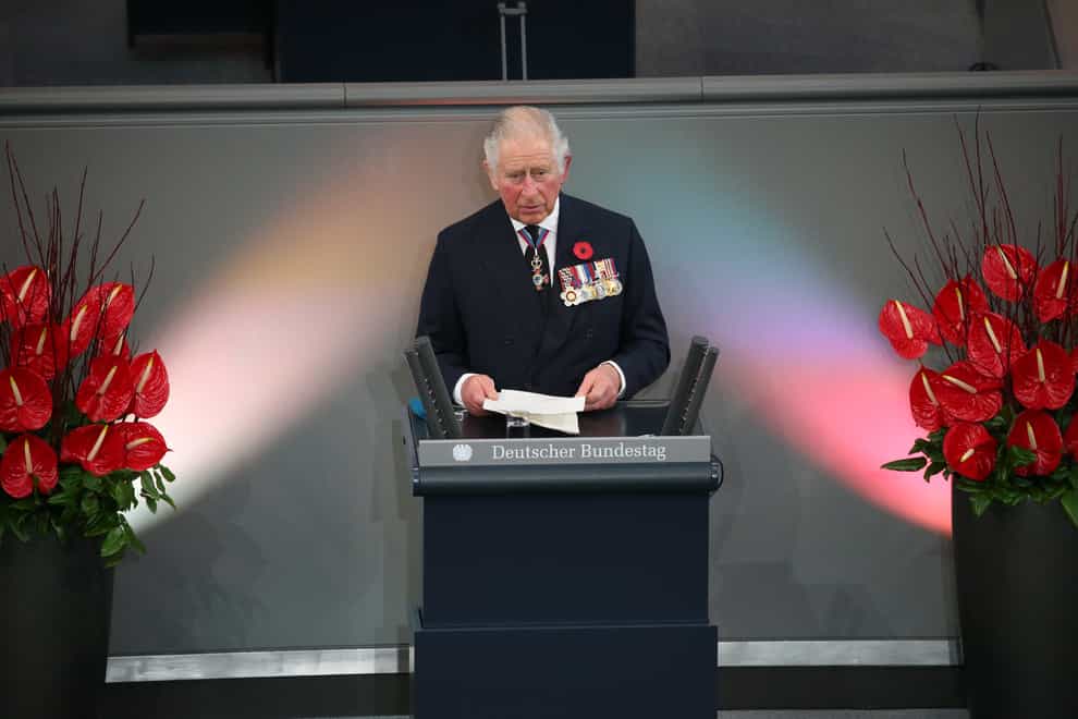 The Prince of Wales gives a speech in the Bundestag (German Federal Parliament) in Berlin