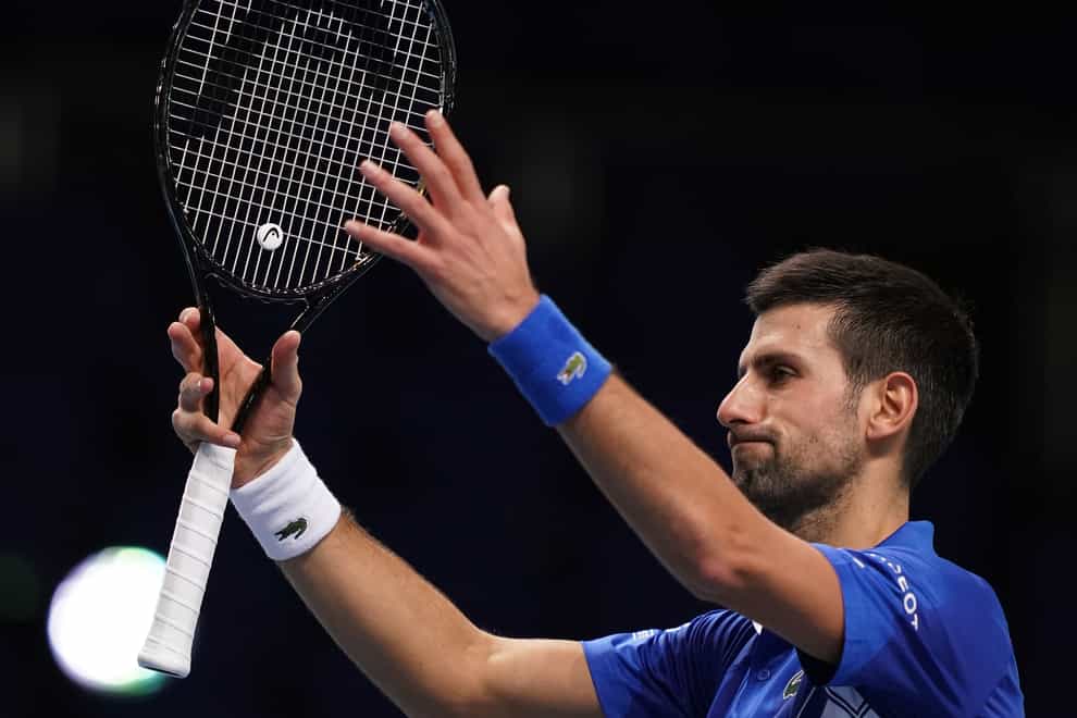 Novak Djokovic salutes an empty arena after beating Diego Schwartzman