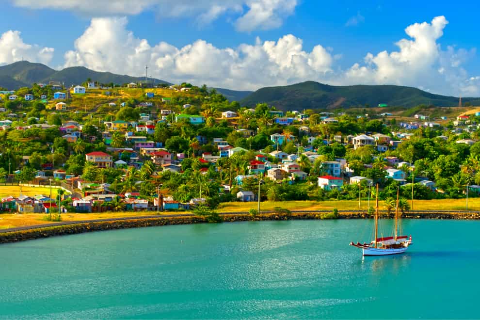 Sailboat moored at St. John`s Harbour, Antigua, West Indies