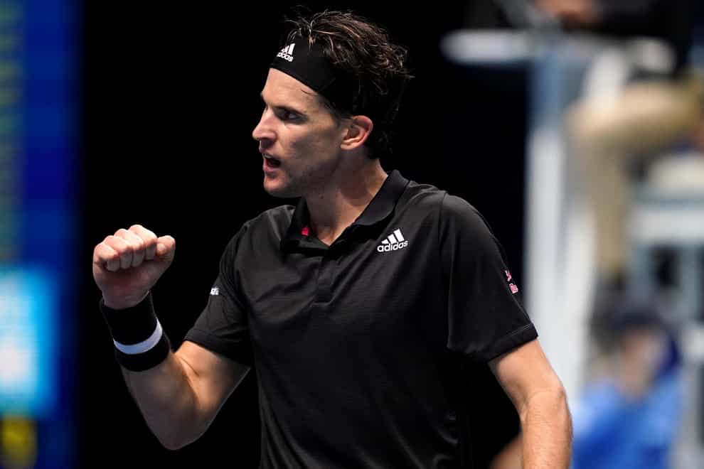 Dominic Thiem clenches his fist during his victory over Rafael Nadal