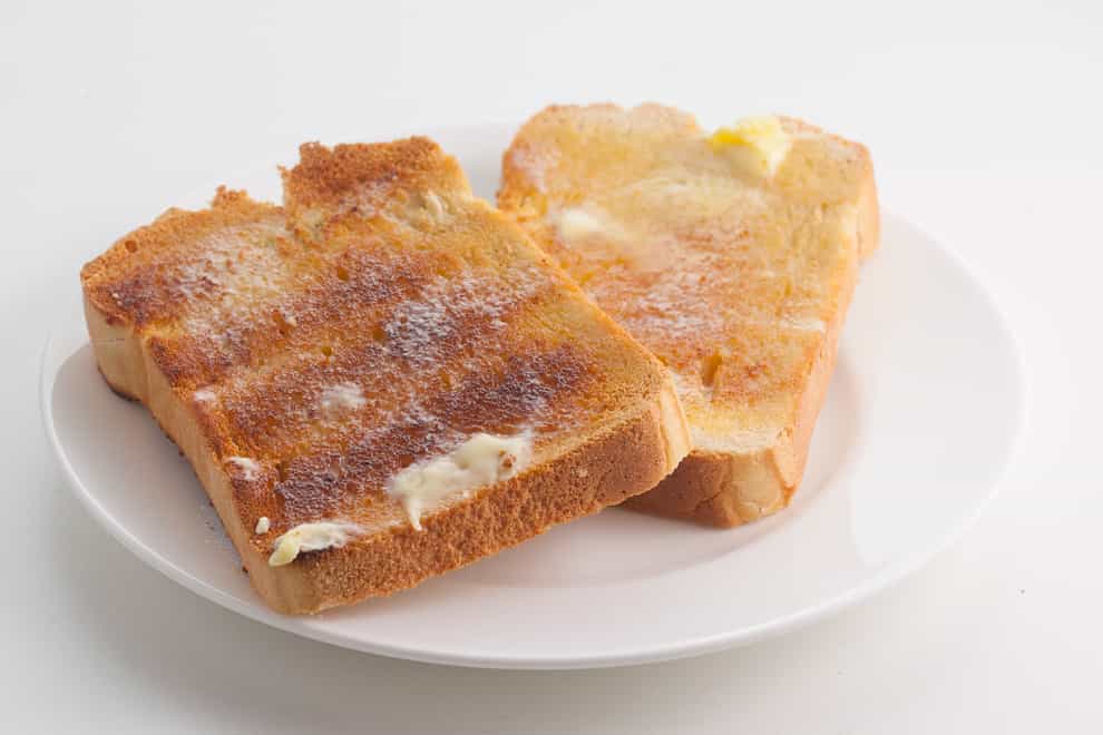 Buttered toast on plate