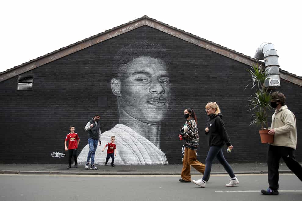 A mural of Manchester United striker Marcus Rashford by street artist Akse