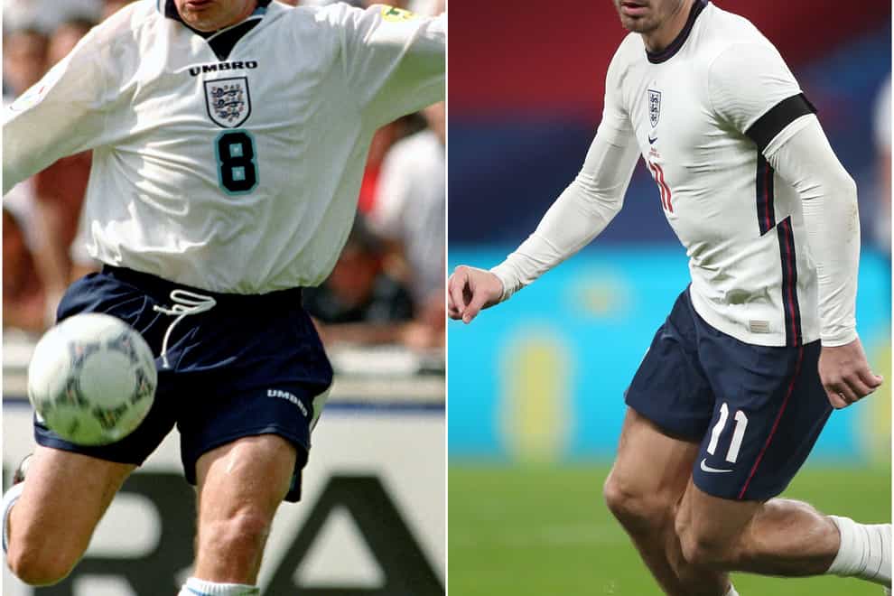 Jack Grealish's England performances have earned comparisons with Paul Gascoigne (left)