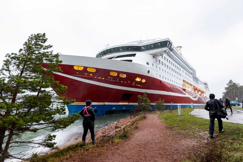Cruise ship Viking Grace, run aground with passengers on board, south of Mariehamn, Finland