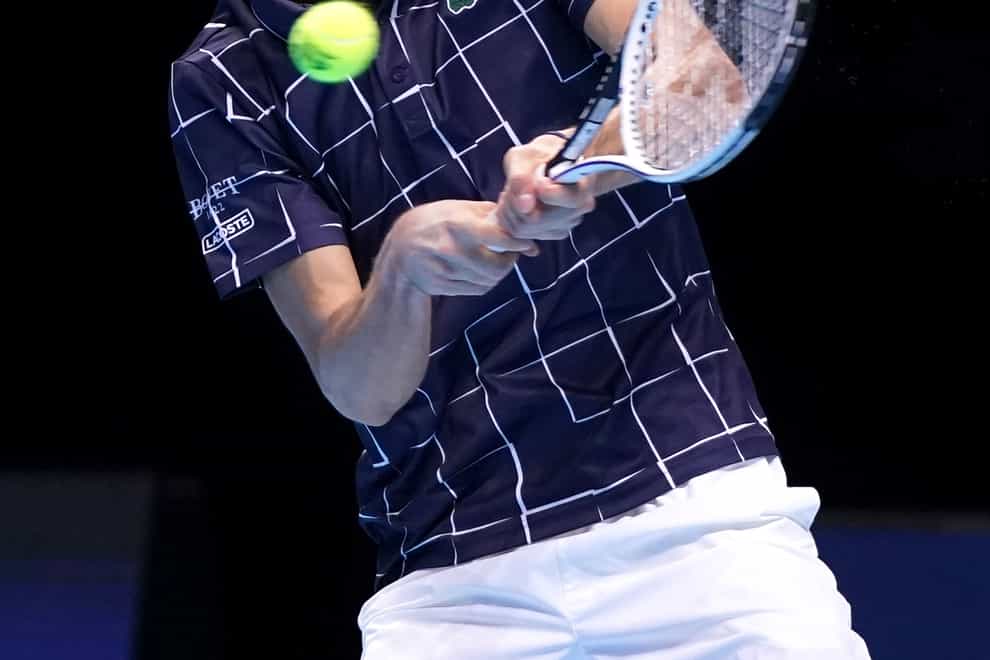 Daniil Medvedev hits a backhand during his victory over Rafael Nadal