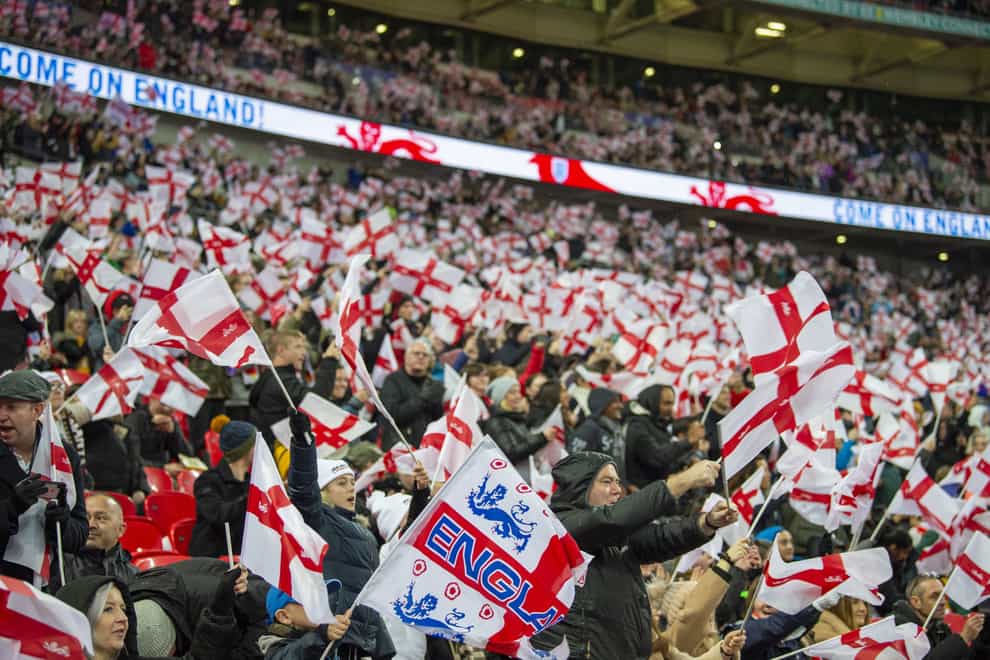 England fans at Wembley for the women's international friendly between England and Germany