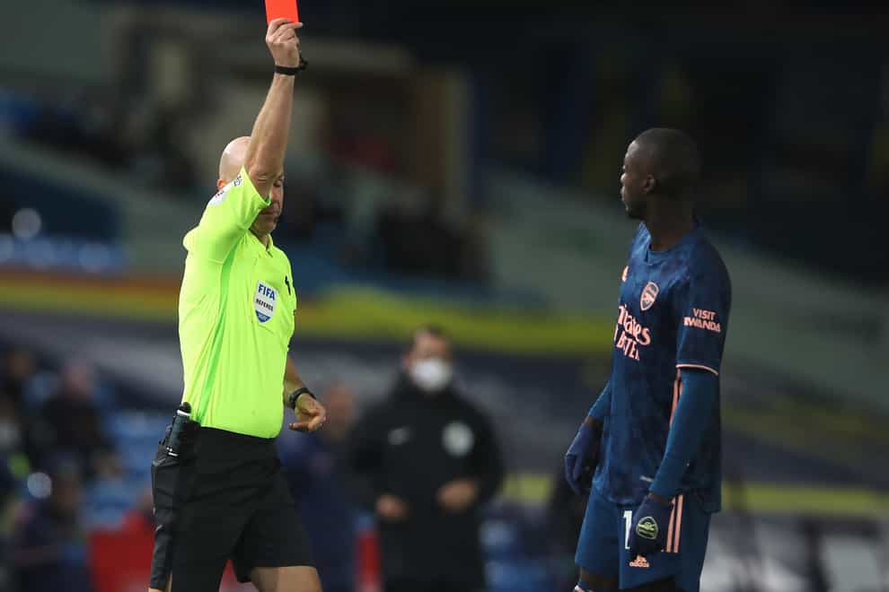 Nicolas Pepe must serve out a three-match domestic ban following a red card at Leeds