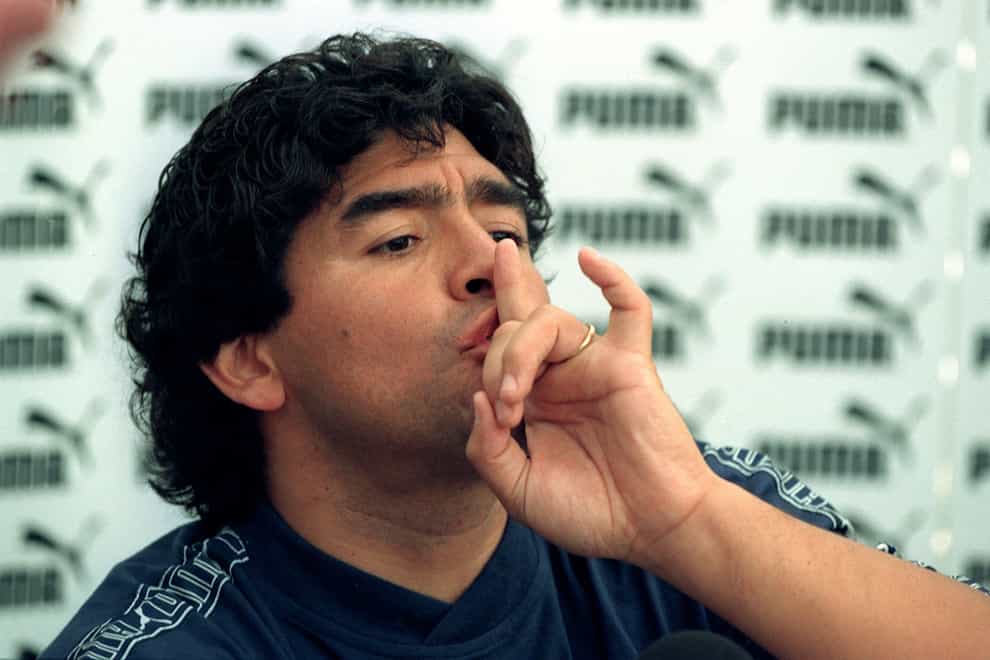 Former England defender Terry Fenwick - one of the players Diego Maradona, pictured, dribbled past to score 'the goal of the century' - paid tribute to the Argentina great (Louisa Buller/PA)