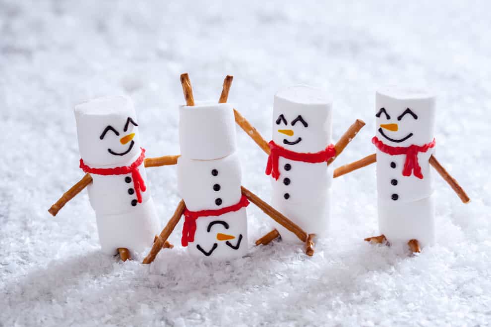 Happy funny marshmallow snowmans (iStock/PA)