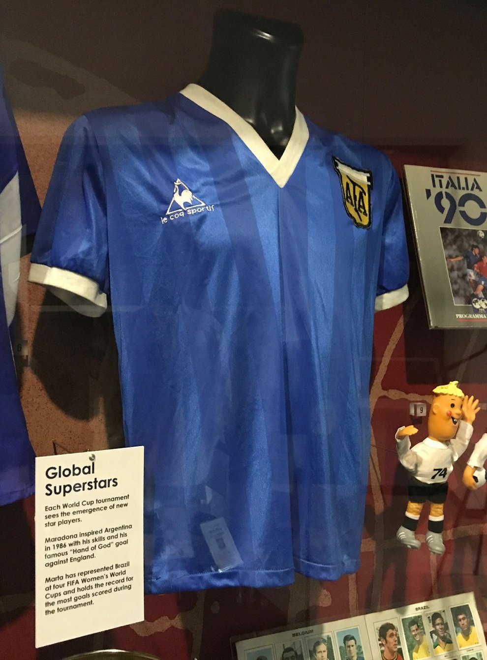 The shirt Diego Maradona wore when he played England in 1986 is on display at the National Football Museum in Manchester