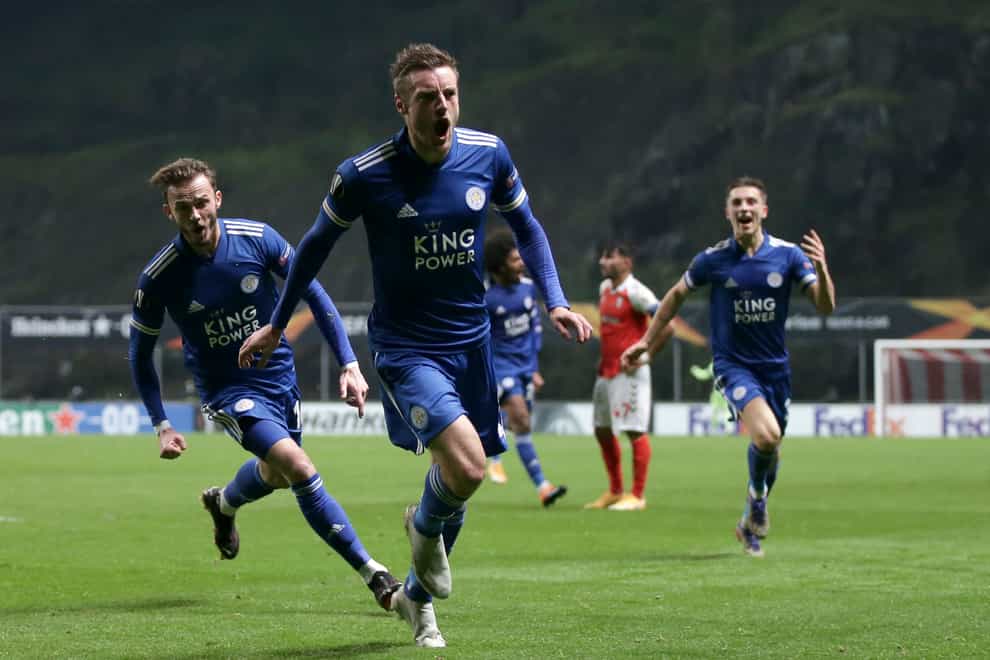 Jamie Vardy scored Leicester's late leveller against Braga
