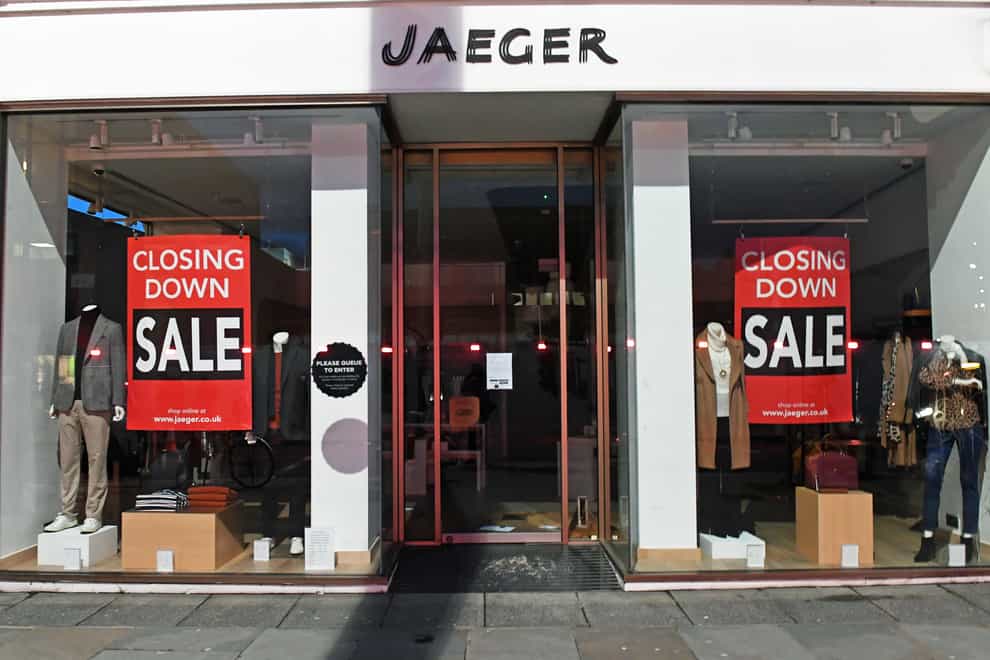 A Jaeger shop with closing down sale signs