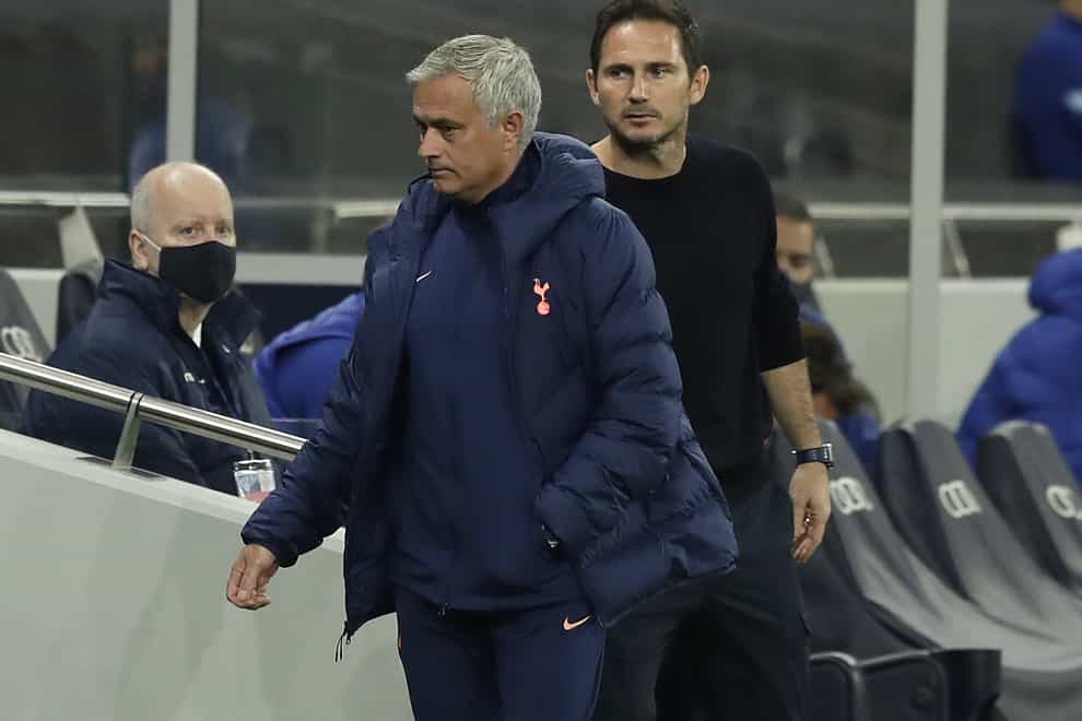 Frank Lampard, right, will take on old boss Jose Mourinho again on Sunday