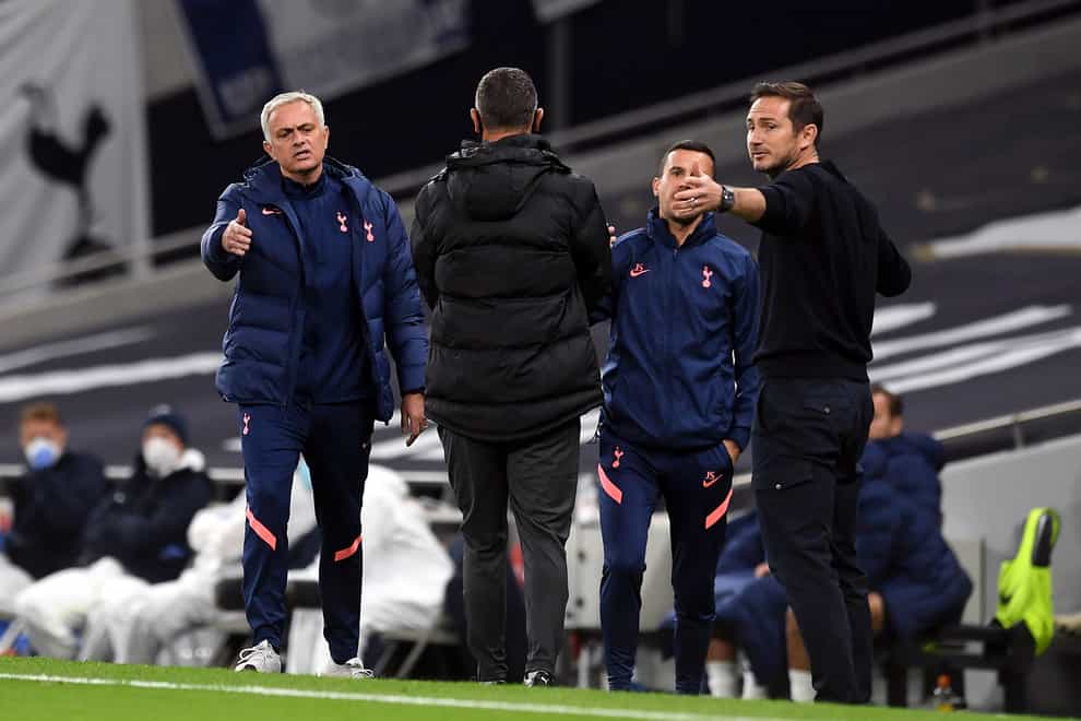 Jose Mourinho and Frank Lampard clash on the touchline at Tottenham in September