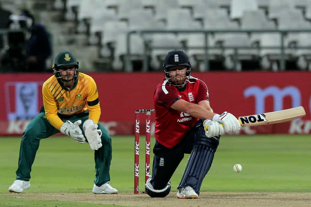 Jonny Bairstow reverse sweeps during his match-winning innings in Cape Town
