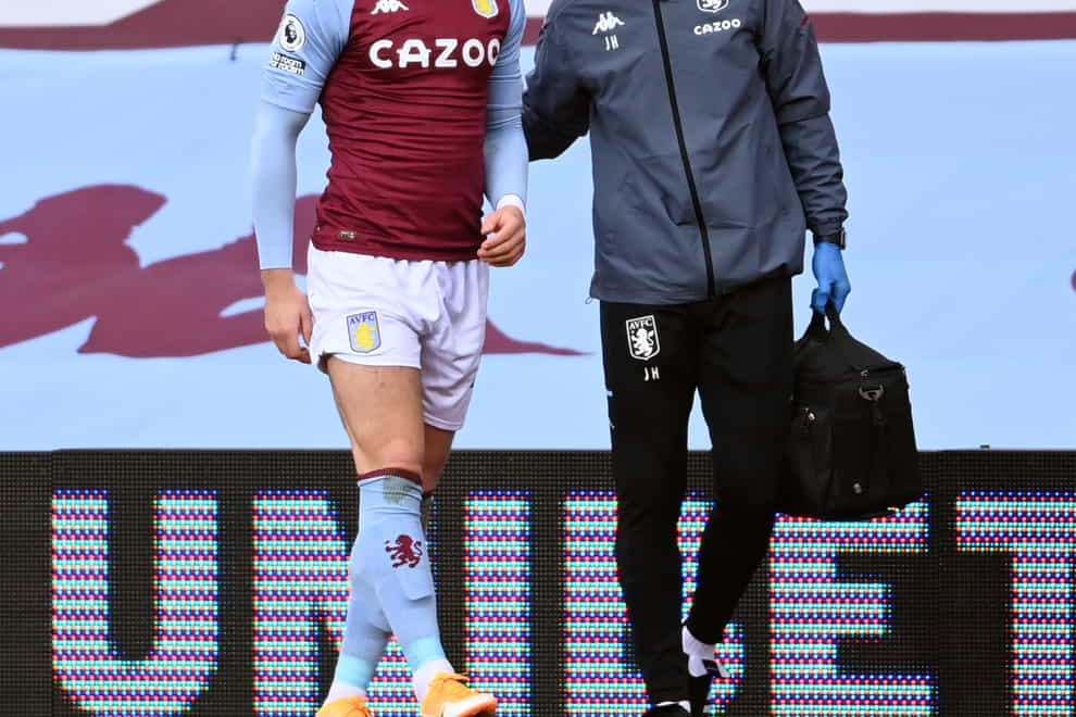 Aston Villa’s Ross Barkley was forced off against Brighton with a hamstring injury