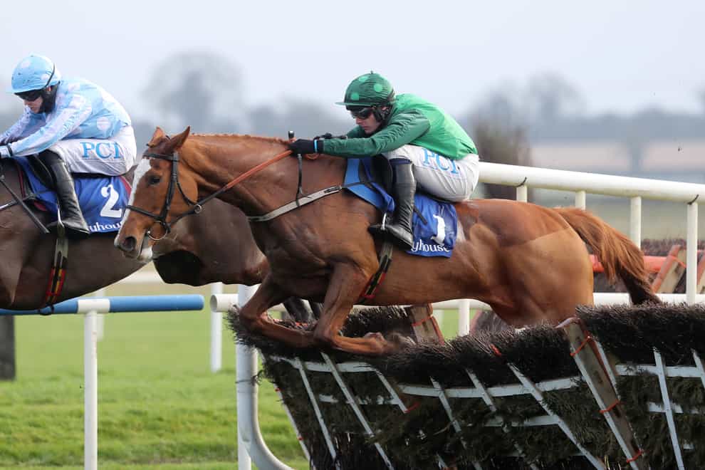 Concertista jumps the last before going on to land the Irish Stallion Farms EBF Mares Hurdle at Fairyhouse