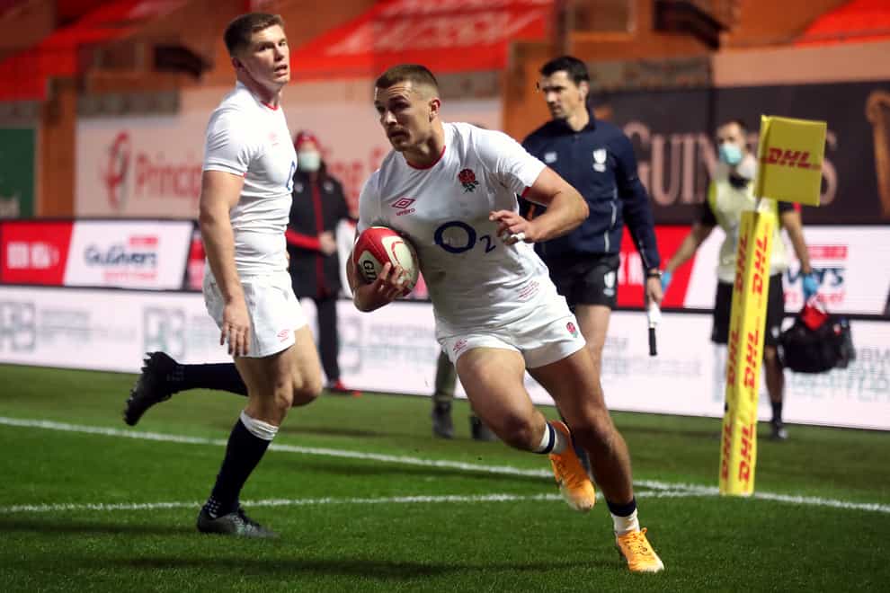 Henry Slade scores England’s first try