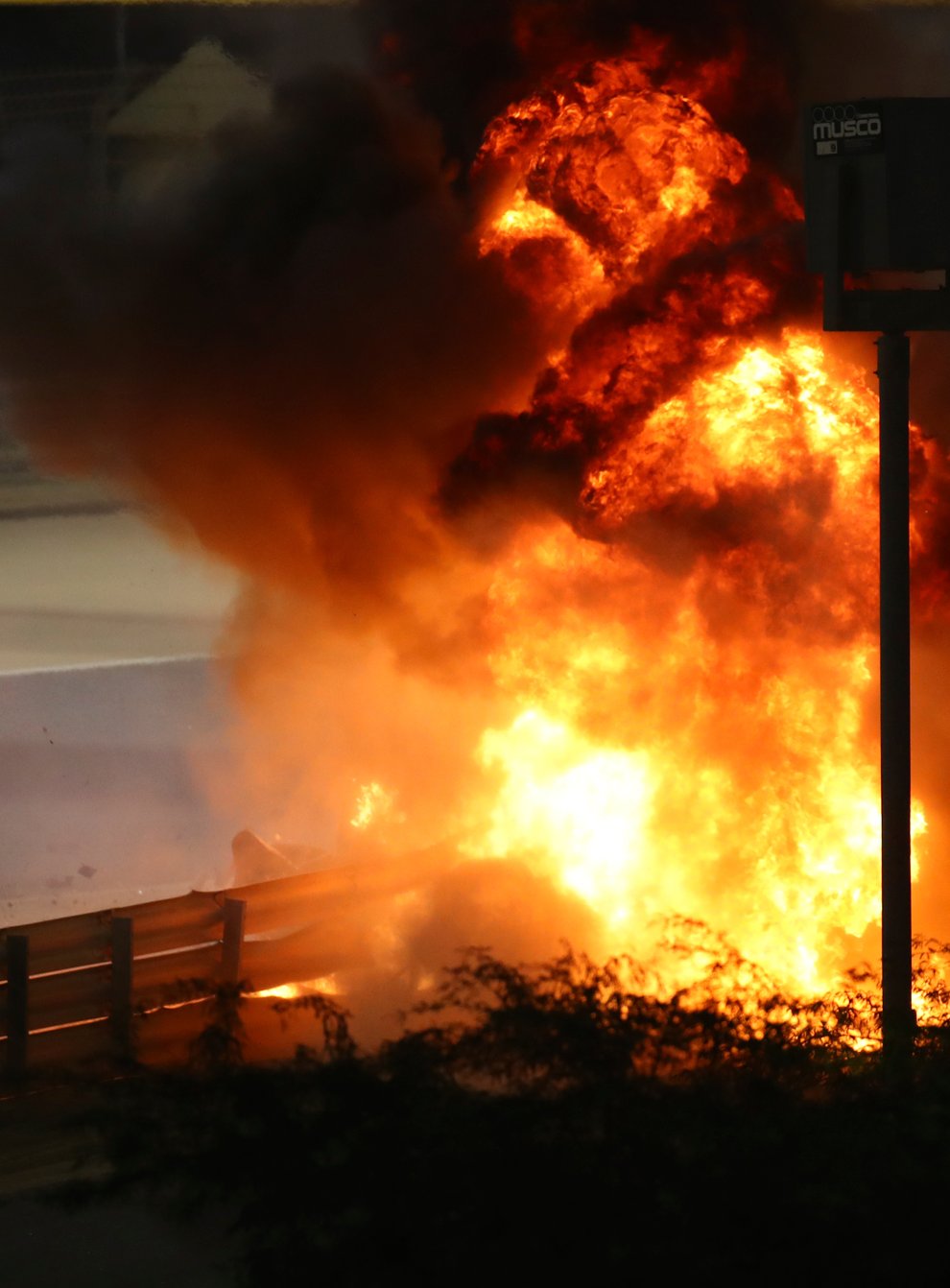 Romain Grosjean's car burst into flames on impact