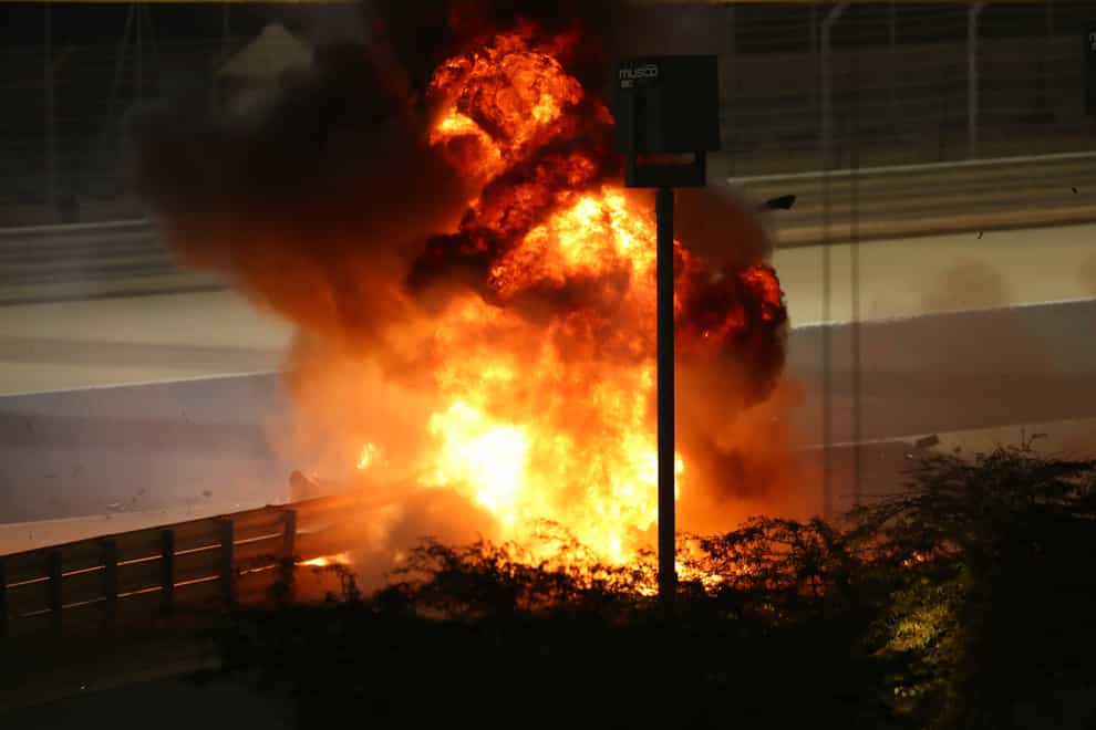 Romain Grosjean's car burst into flames on impact