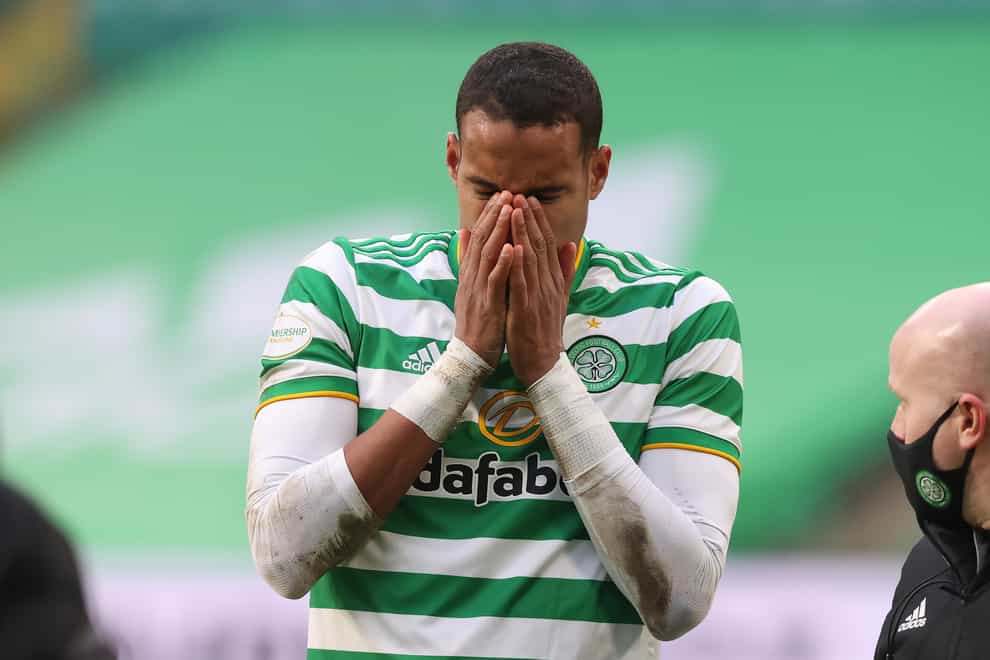 Celtic’s Christopher Jullien reacts during their defeat by Ross County