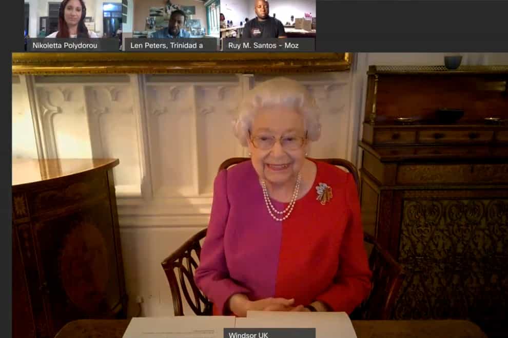 The Queen speaks via a video call with Commonwealth Points of Light award recipients