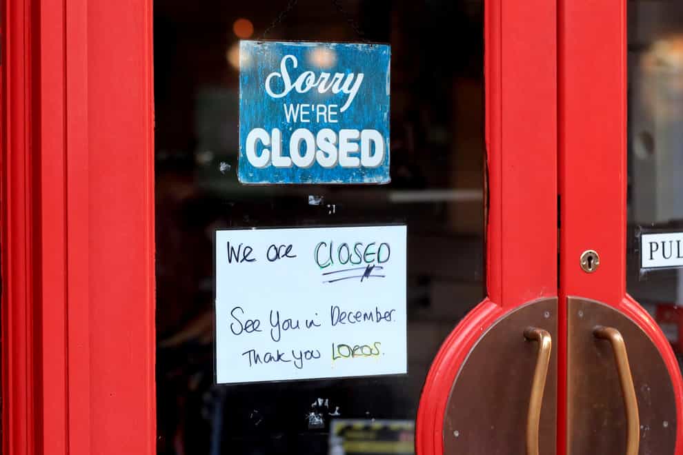 A closed cafe in Leicester during the second national lockdown for England