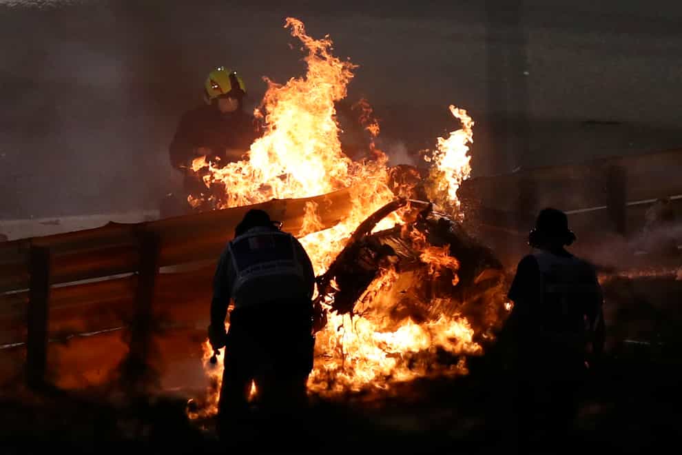 Romain Grosjean’s car burst into flame
