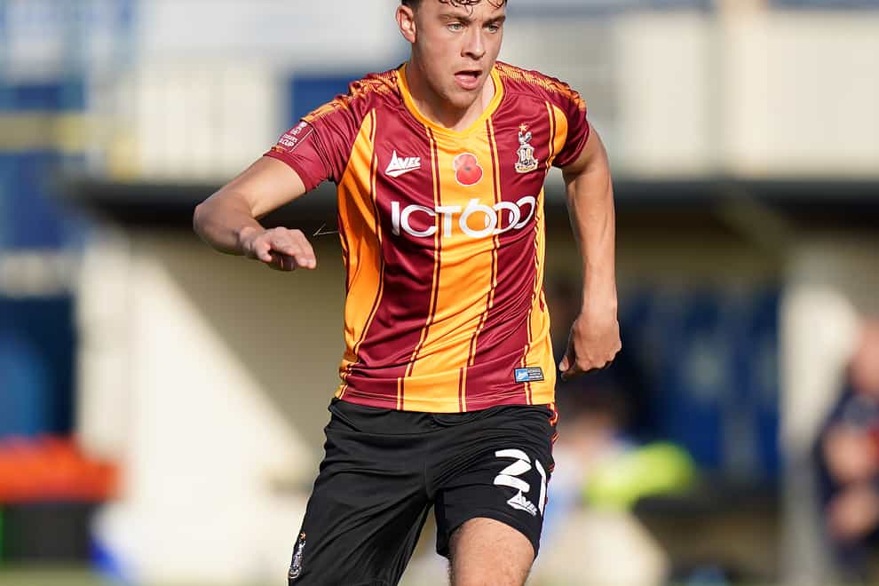 Bradford defender Reece Staunton will miss up to 12 weeks with a hamstring injury.
