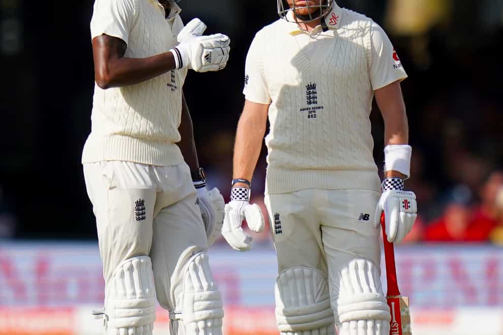 Jonny Bairstow (right) and Jofra Archer (left) in England Test whites.