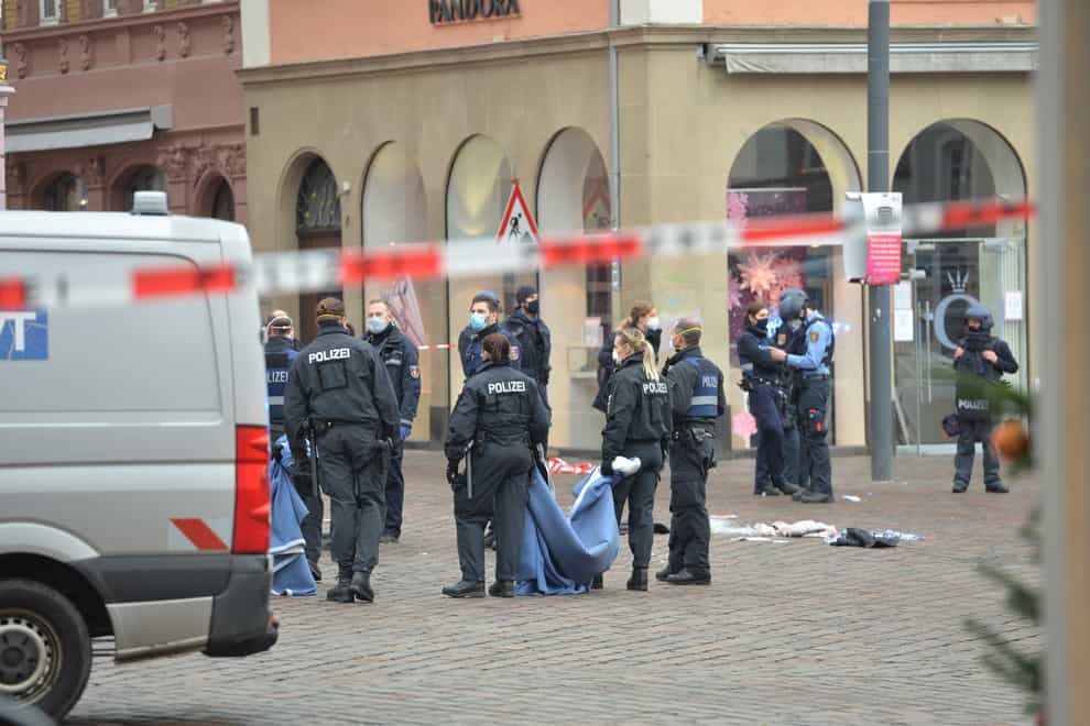 <p>Police at the scene of the accident in Trier</p>