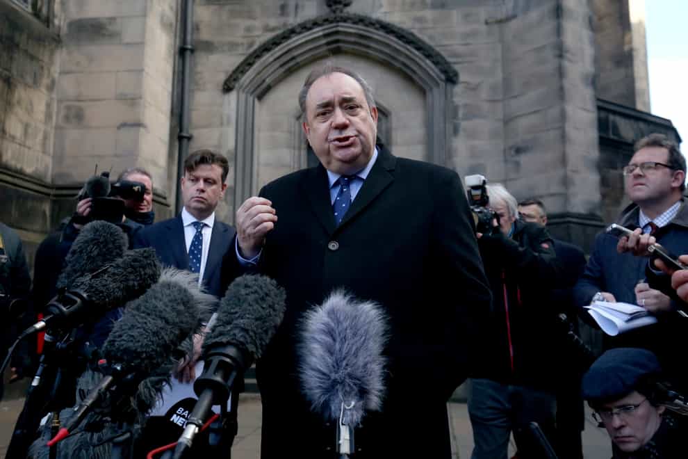 Alex Salmond addressing the media outside the Court of Session