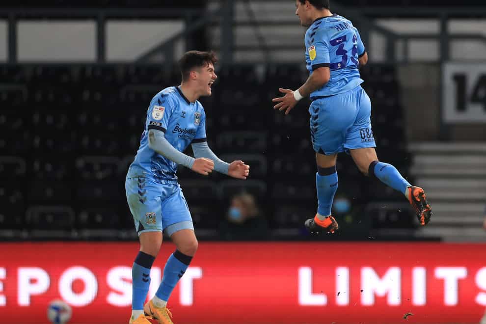 Gustavo Hamer (right) netted a late equaliser for Coventry