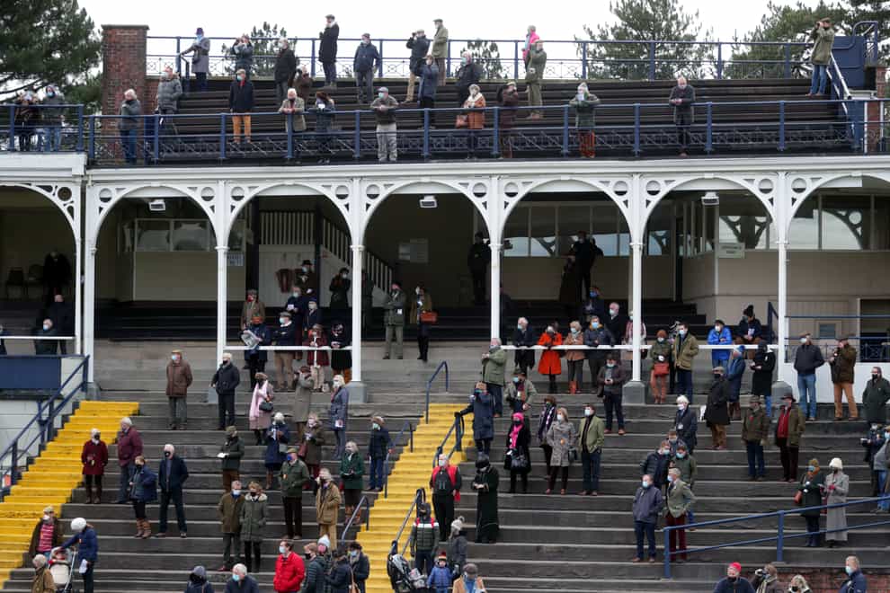 Racegoers at Ludlow on the first day of the new tiered system