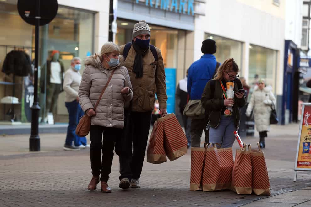 Shoppers in Doncaster after the end of the England-wide lockdown (Mike Egerton/PA)