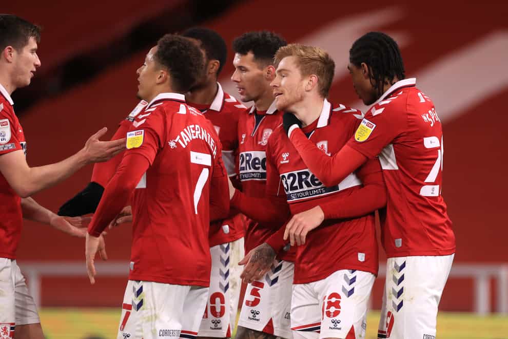 Duncan Watmore celebrates Middlesbrough's second goal