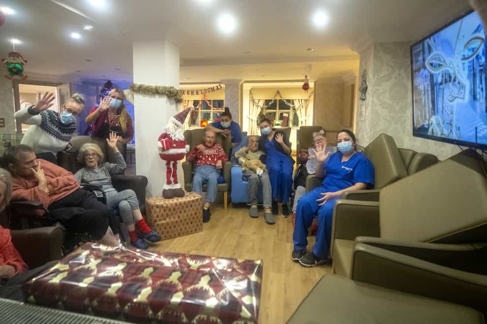 Residents and care workers at Churchview Nursing Home in Liverpool (Peter Byrne/PA)